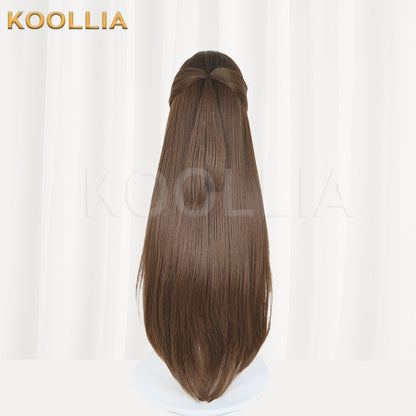 Dragon Raja Gate of Cassell Xia Mi Warm Brown Long Straight Basic Wig