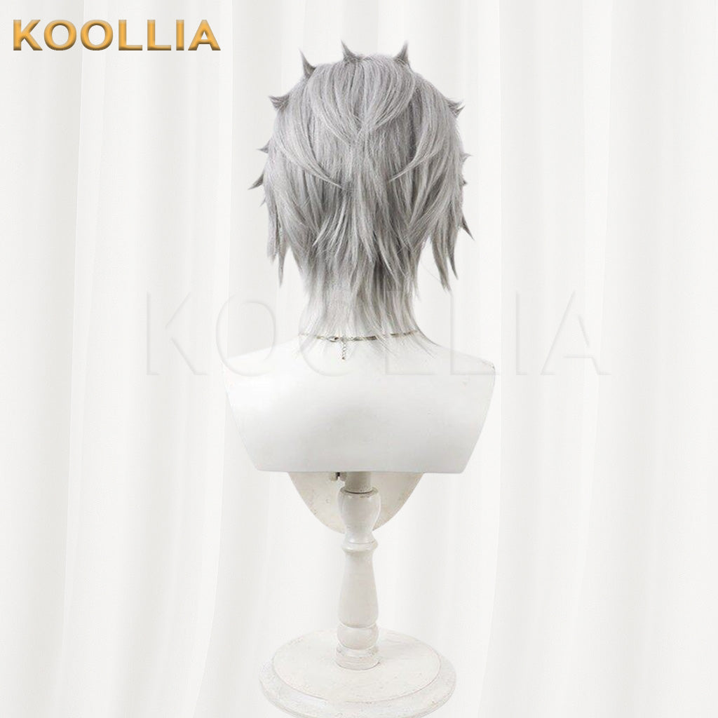 Black Butler Wolfram Gelzer Gray White Fluffy Spiky Short Basic Wig