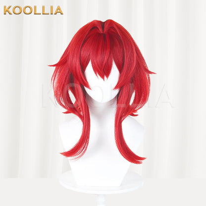 Arknights Endfield Levinthine Bright Red Layered Ponytail Basic Wig