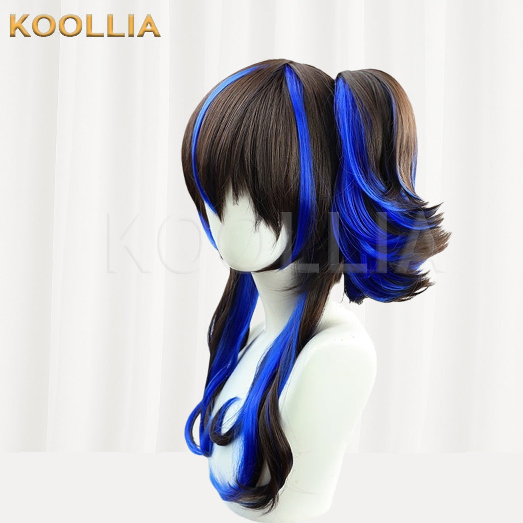 Uma Musume Daitaku Helios Brown Blue Highlight Pigtail Basic Wig
