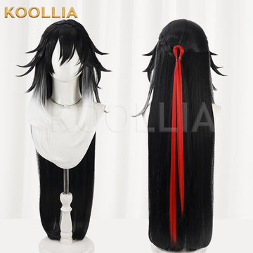 Multi-angle display of Honkai Star Rail Ashveil/La Mancha black long hair basic wig