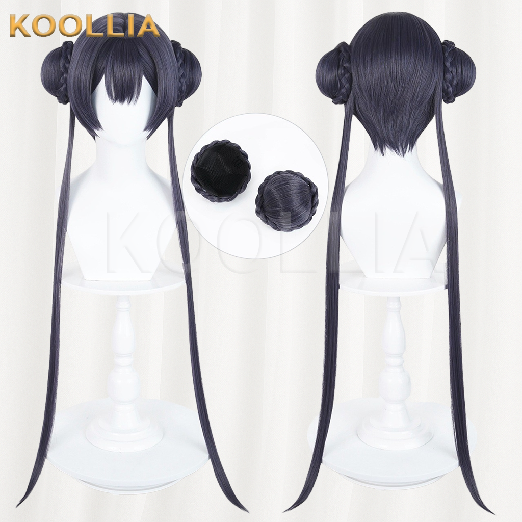 Blue Archive Kisaki Dark Blue Black Bun Basic Wig