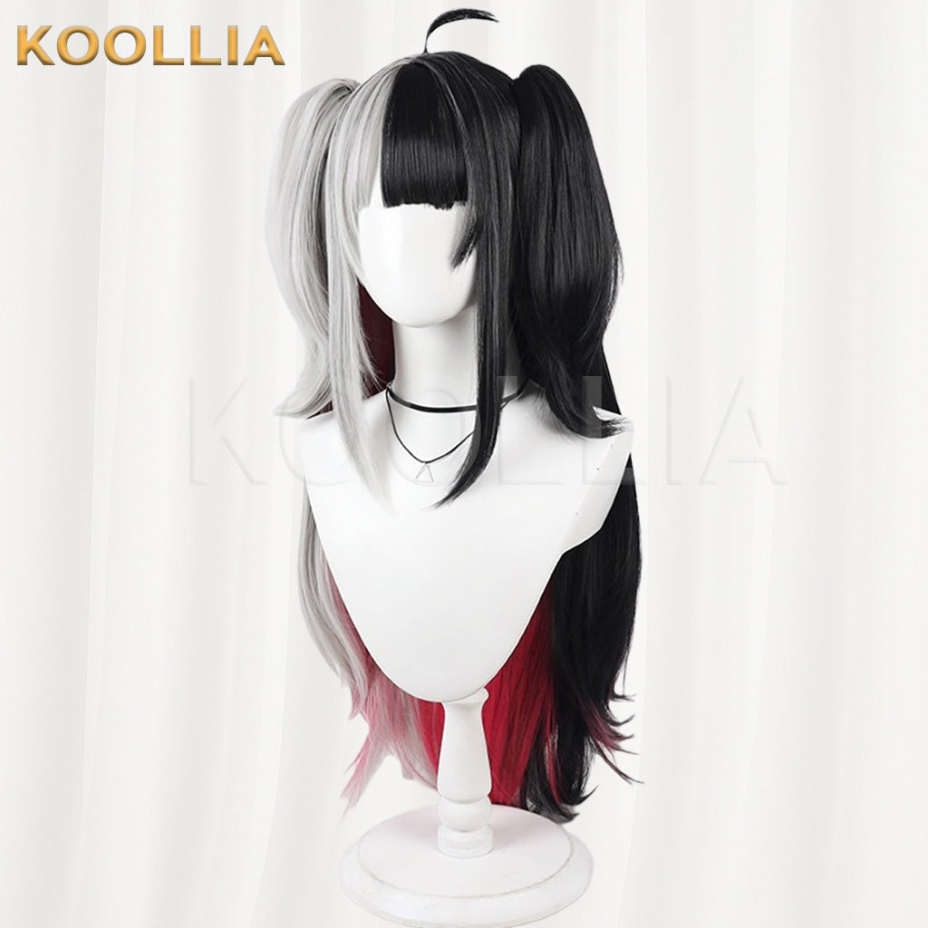Vtuber Yami Reina Black‑White Split Gradient Basic Wig