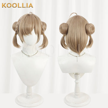 Multi-angle display of Zenless Zone Zero Hongdou (Sweety) light linen separated double buns basic wig
