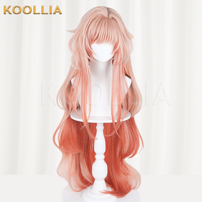 Arknights Haruka Pink Orange Gradient Long Wavy Basic Wig