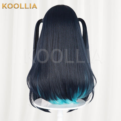 Arknights Closure Black Blue Green Highlight Basic Wig