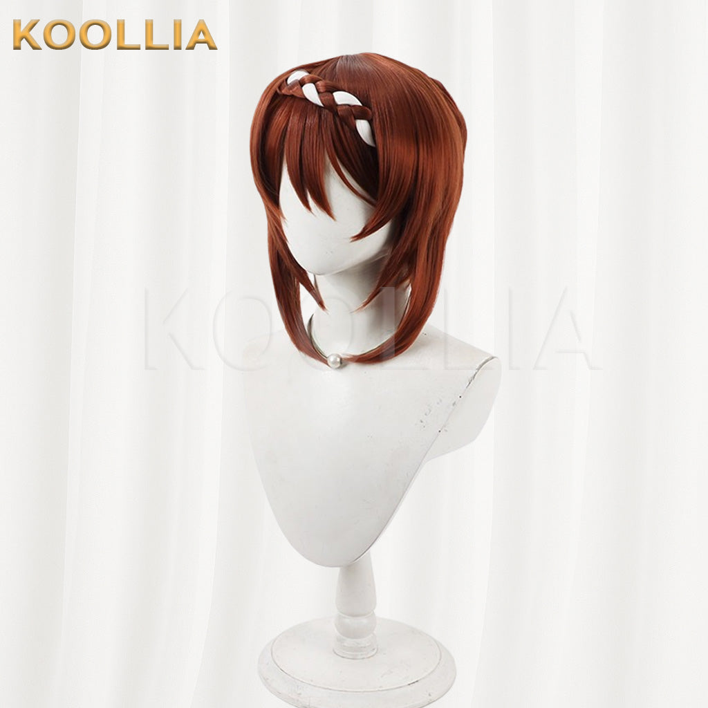 Uma Musume Pretty Derby Super Creek Red Brown Short Hair with Braid & Ears Basic Wig