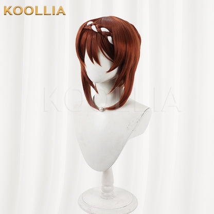 Uma Musume Pretty Derby Super Creek Red Brown Short Hair with Braid & Ears Basic Wig