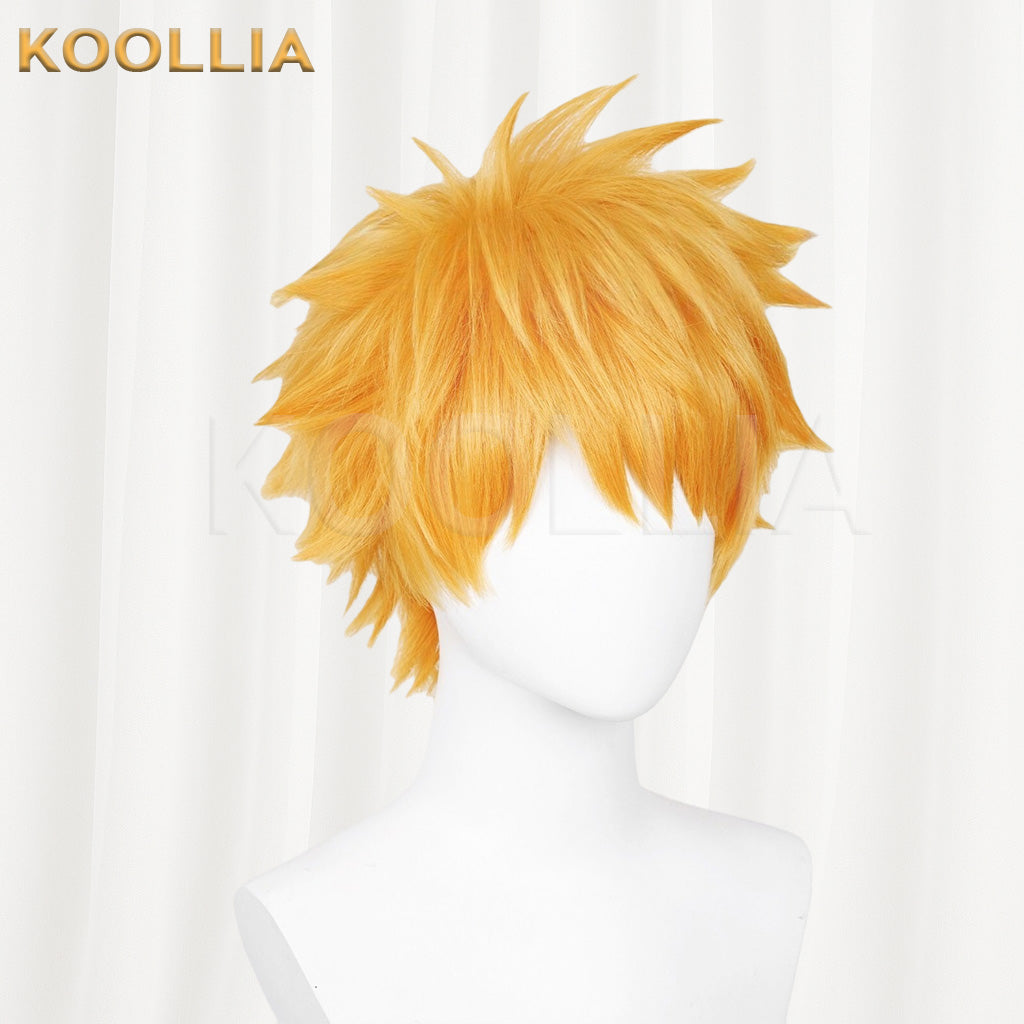 BLEACH Ichigo Kurosaki Bright Orange Golden Spiky Short Hair Basic Wig