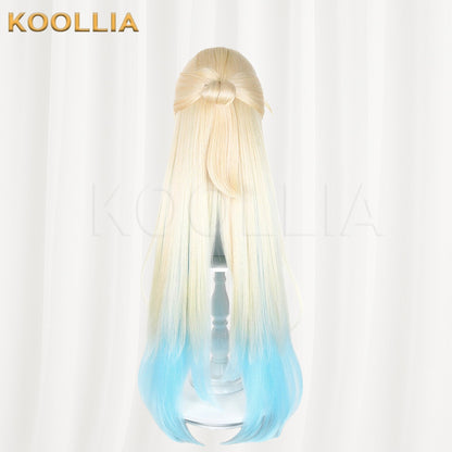 Honkai Star Rail Pearl Light Gold Sky Blue Gradient Long Twin Tails Basic Wig
