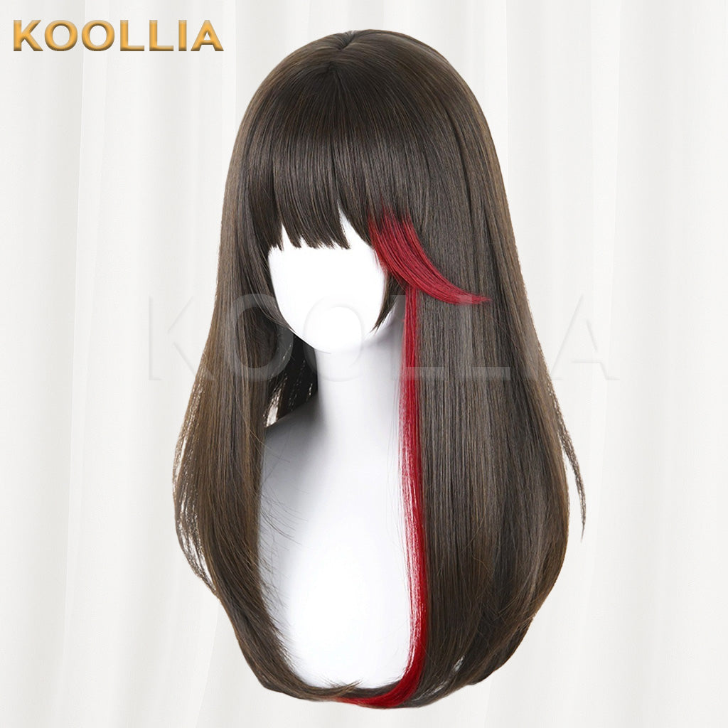 Arknights Zima Dark Brown With Red Streaks Basic Wig