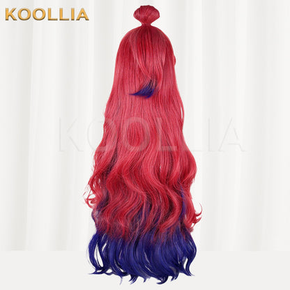 Arknights Yu (Yuan Qingxiao) Red Blue Gradient Pre-tied Long Wavy Basic Wig