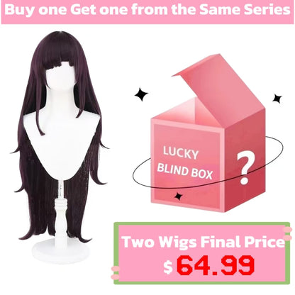 Danganronpa Mikan Tsumiki Lange dunkelviolette Haare Basic Perücke