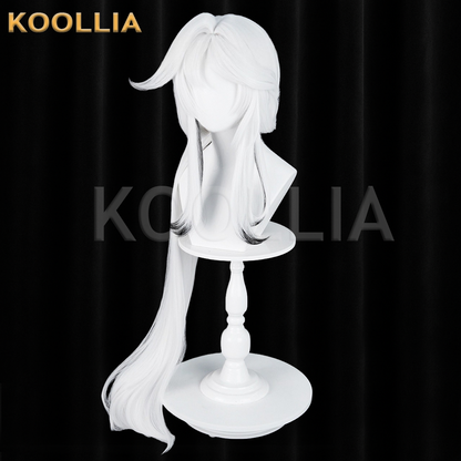 Wuthering Waves Xin Solid White With Black Tips Basic Wig
