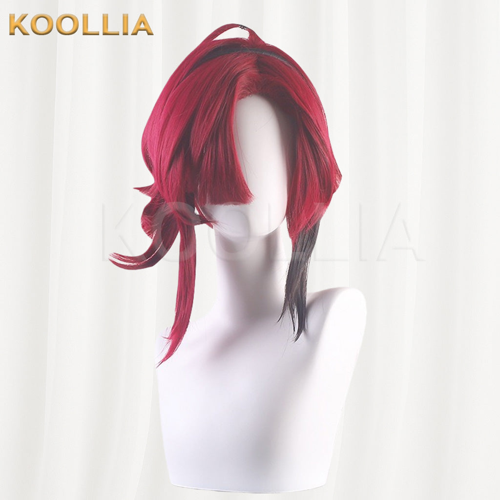 Genshin Impact Shikanoin Heizou Dark Red Gradient Highlight Basic Wig