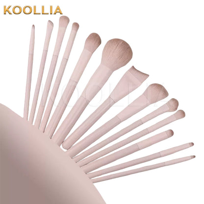13Pcs Full Pink Makeup Brush Set