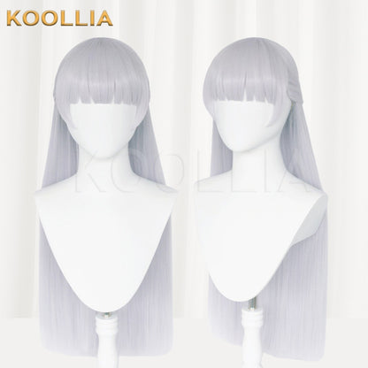 Uma Musume Gold Ship Silver Gray Purple Full Fringe Long Straight Basic Wig