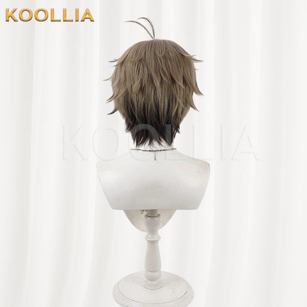 NIJISANJI Barrenwort Gray Brown Black Gradient Spiky Short Basic Wig