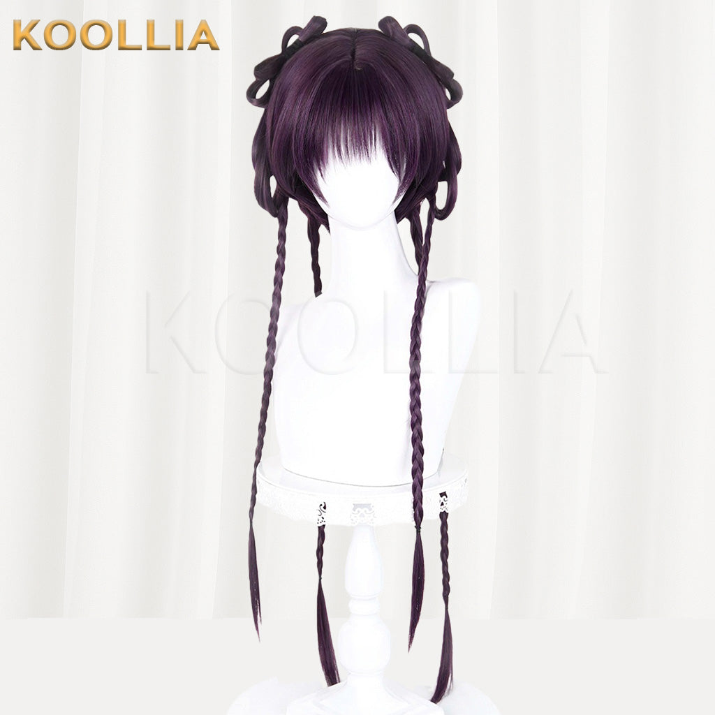 Love and Deepspace Protagonist Dark Purple Braided Updo Basic Wig