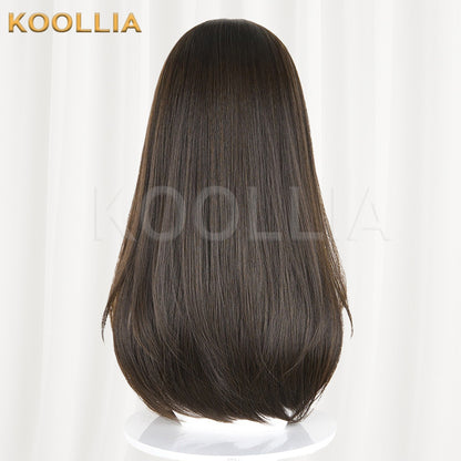 Arknights Zima Dark Brown With Red Streaks Basic Wig