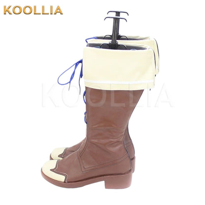 Pretty Derby Matikane Tannhäuser Brown Cream Blue Lace Knee High Cosplay Shoes