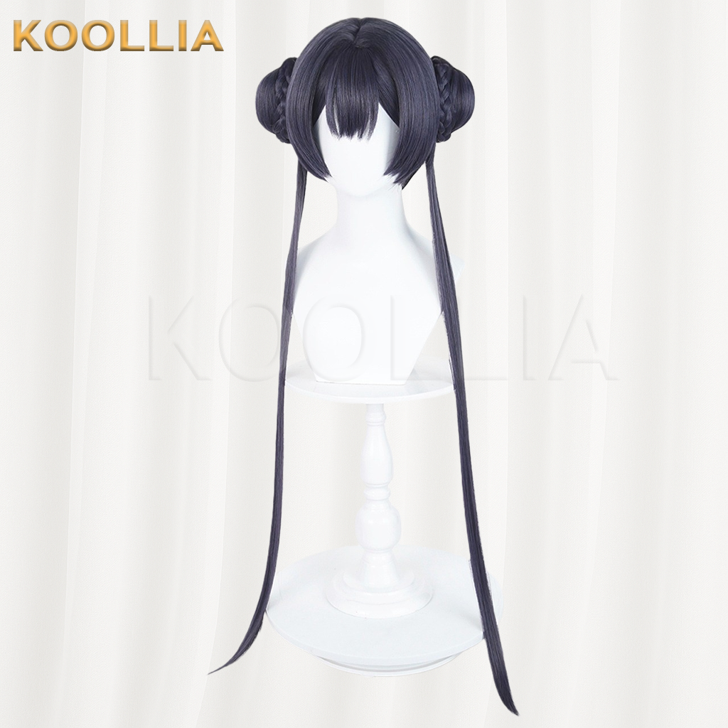 Blue Archive Kisaki Dark Blue Black Bun Basic Wig