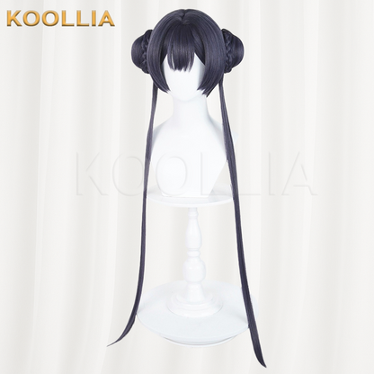 Blue Archive Kisaki Dark Blue Black Bun Basic Wig