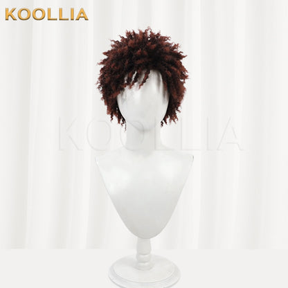 League of Legends & Arcane K'Sante Dark Brown Red Twisted Braid Afro Basic Wig