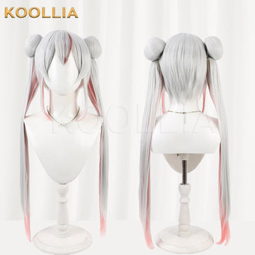 Multi-angle display of Hololive Nakiri Ayame pink gradient basic wig