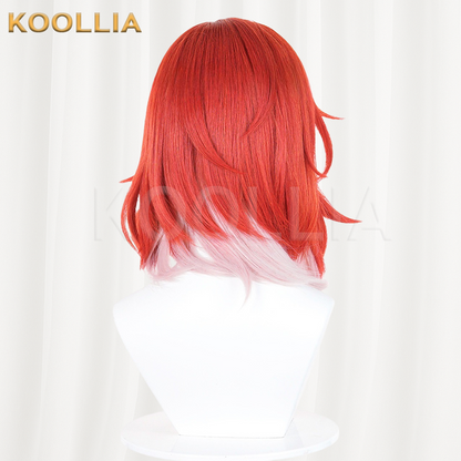 Honkai Star Rail Teen Herta Red Pink Ombre Medium Basic Wig