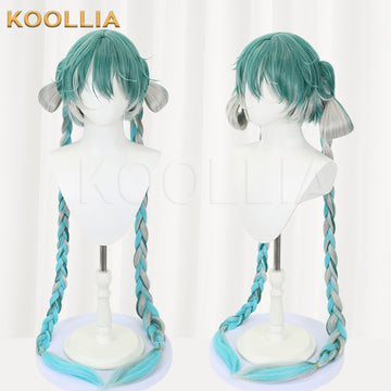 Multi-angle display of Virtual Singer Hatsune Miku teal gradient basic wig