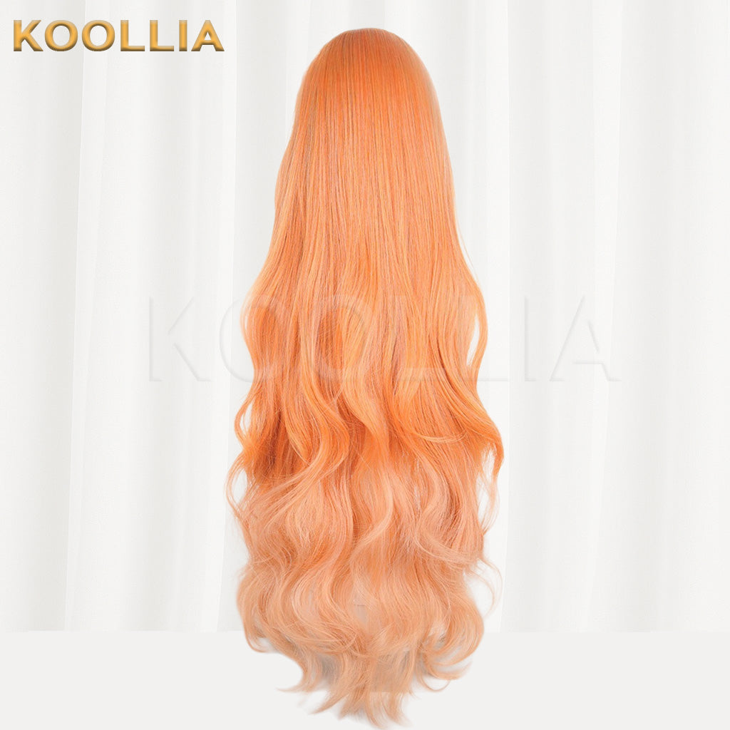 Spring Summer Autumn Winter Walker Daisy Orange Long Curly Basic Wig