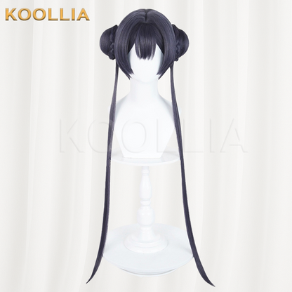 Blue Archive Kisaki Dark Blue Black Bun Basic Wig