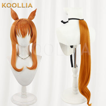 Uma Musume Pretty Derby Mayano Top Gun Orange Medium Long Basic Wig Multi-angle Display by koollia