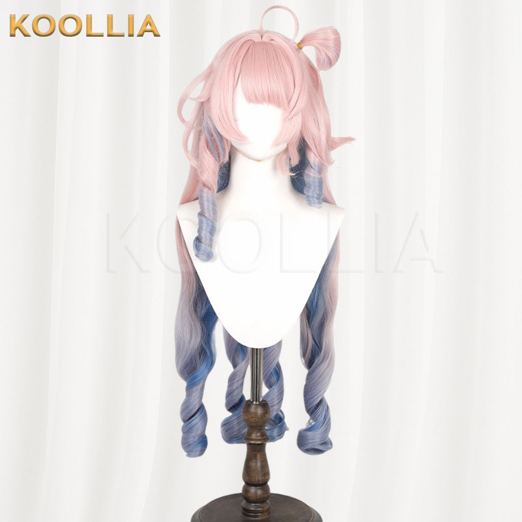 Wuthering Waves Dania Pink Blue Gradient Long Curly Basic Wig