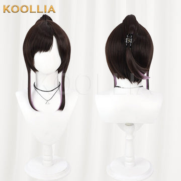 Eternal Return Yeon Dark Brown Purple Basic Wig Multi-angle Display by koollia