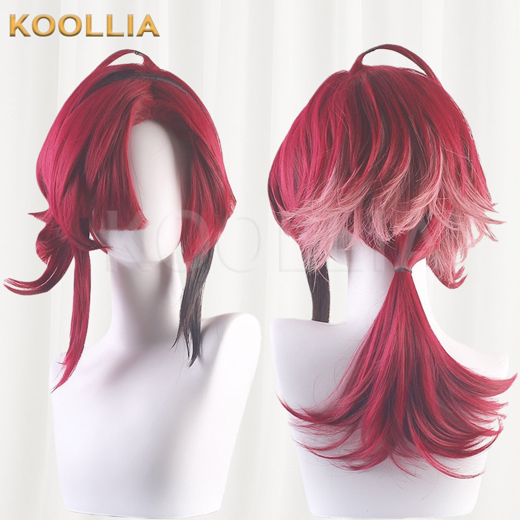 Genshin Impact Shikanoin Heizou Dark Red Gradient Highlight Basic Wig