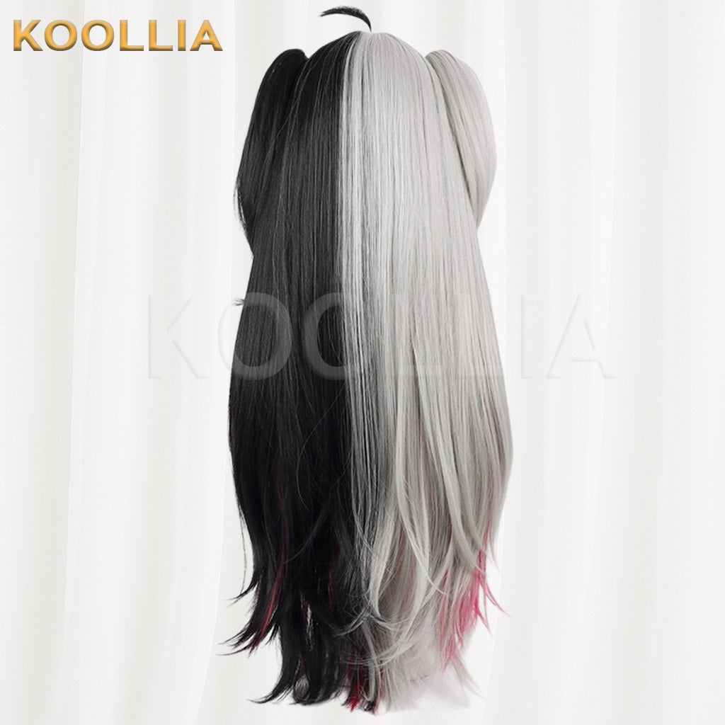 Vtuber Yami Reina Black‑White Split Gradient Basic Wig