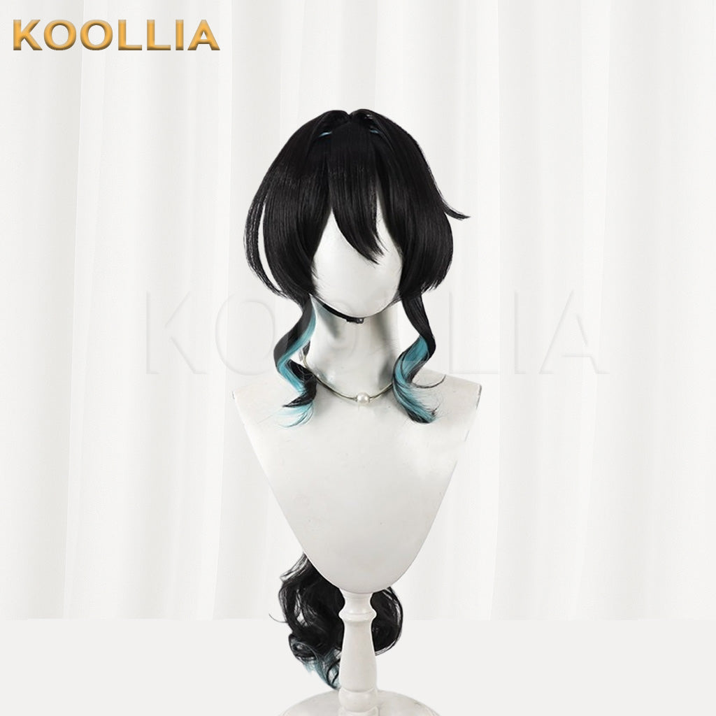 Honkai Star Rail Ruan Mei Black Mint Gradient Half-Up Basic Wig