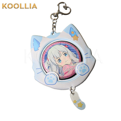 Cute Cat Ear 58mm Anime Badge Holder Keychain PVC Ita Bag Charm