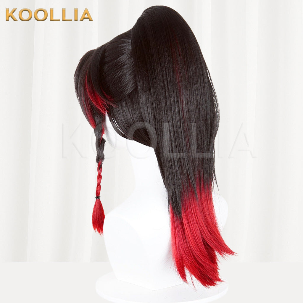 Honor of Kings Yun Ying Black Red Gradient Half-tied High Ponytail Basic Wig