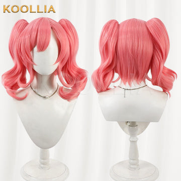 Multi-angle display of Macross Delta Makina Nakajima pink twin tails basic wig