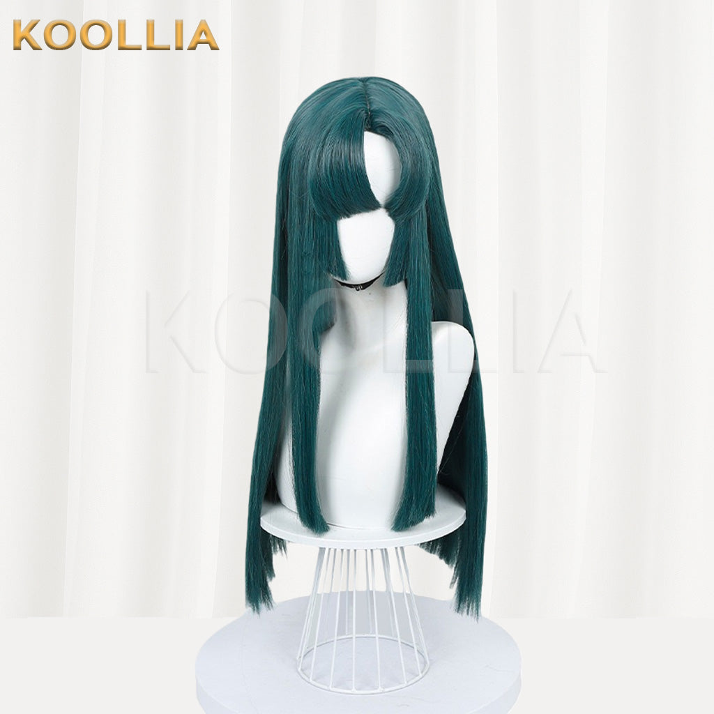 Hikaru no Go Toya Akira Dark Green Hime Cut Straight Long Basic Wig