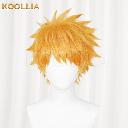BLEACH Ichigo Kurosaki Bright Orange Golden Spiky Short Hair Basic Wig
