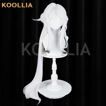 Wuthering Waves Xin Solid White With Black Tips Basic Wig