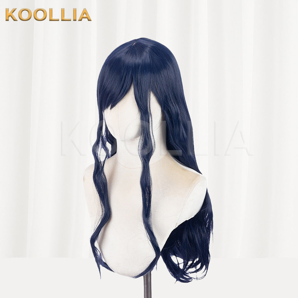 Final Fantasy XIV Gaia Navy Blue Extra Long Wavy Basic Wig