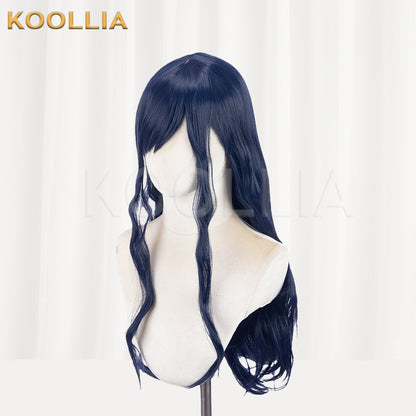 Final Fantasy XIV Gaia Navy Blue Extra Long Wavy Basic Wig