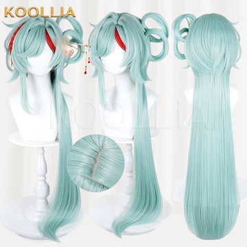 Honor of Kings Shao Siyuan Mint Green Long Straight Detachable Basic Wig Multi-angle Display by koollia