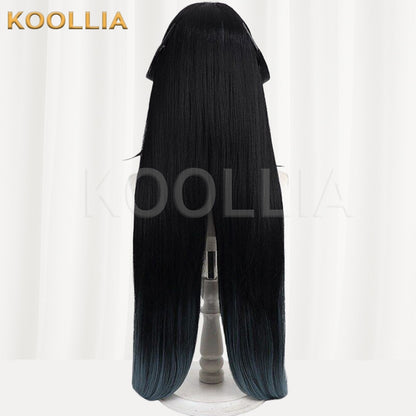 Touken Ranbu Shichiseiken Black with Blue Gradient Medium Long Basic Wig