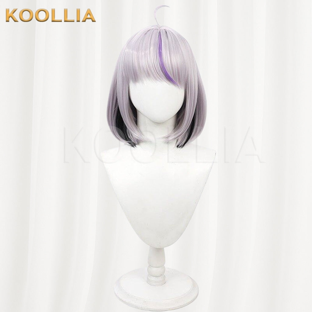 Hololive La+ Darknesss Silver Grey With Purple Highlights Basic Wig